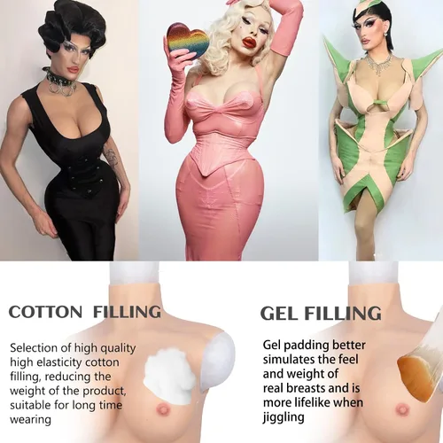 Vista 4 de Pechugo de silicona Formas De Mama Placa De Mama Falso Taza C-H Para Travestis Transgénero Drag Queen