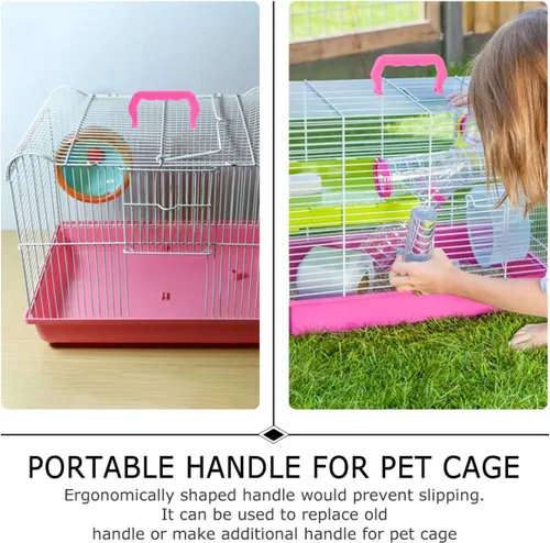 Vista 6 de Zerodeko 10 manijas de jaula para mascotas, accesorios de piezas de repuesto para jaulas para mascotas, fácil instalación, cómodo de sostener, mango