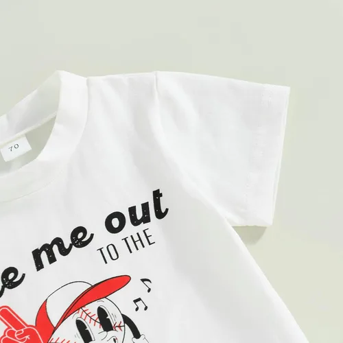 Vista 5 de Karuedoo Conjunto de camiseta de béisbol de manga corta para bebé niño, 2 piezas, ropa de verano
