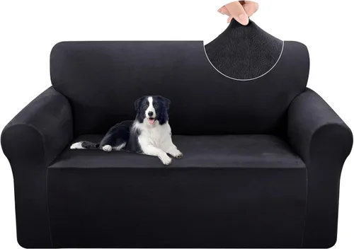 Vista 30 de U-NICE HOME Fundas de terciopelo para sofá, fundas elásticas para sofá de 3 cojines, protector de muebles (XL, grande, beige)