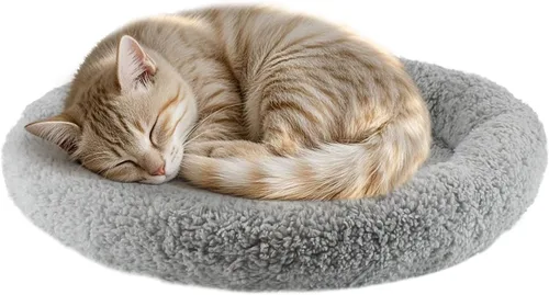 Vista 11 de Cama pequeña para gatos, cama suave para mascotas con almohada envolvente, alfombrilla autocalentable para gatos de interior, perros pequeños S