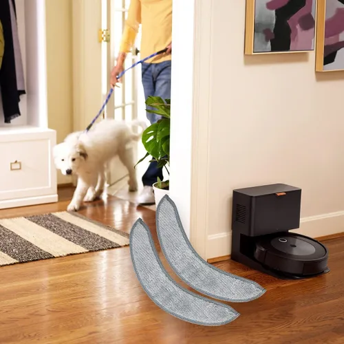 Vista 6 de Paquete de 4 almohadillas de repuesto para Irobot J7+ Combo Robótico Reutilizable Piso Duro Paño Expert Wet Reemplazo de microfibra suave Pad