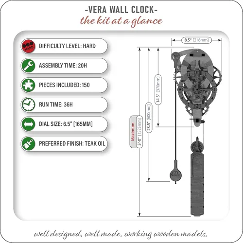 Vista 3 de Abong Kit de reloj hecho a mano de madera Vera Proyecto de bricolaje