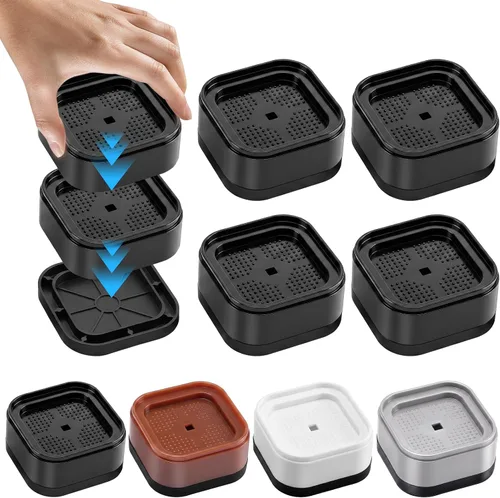 Vista 4 de Elevadores de cama ajustables para muebles, elevadores de cama resistentes de 1 pulgada, elevadores de cama cuadrados apilables de 1, 2 o 3 pulgadas