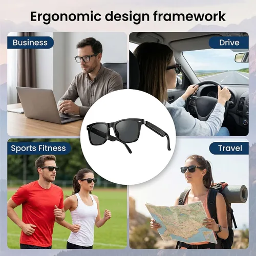 Vista 9 de Gafas de traducción inteligente AI Traductor de voz de 164 idiomas, Bluetooth de oído abierto con altavoces, lentes fotocrómicas, batería ligera