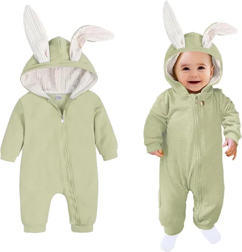 Vista 18 de AGQT Baby Bunny Costume Infant Girl Boy Easter Halloween Outfit Size 0-24M 7108a# Blanco -1pcs
