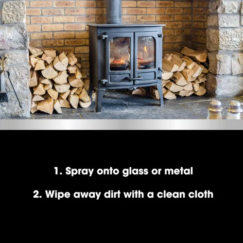 Vista 3 de Furniture Clinic Limpiador de Cristal y Metal para Estufa - Para Puertas de Vidrio de Quemador de Troncos y Chimenea - Elimina Hollín, Suciedad