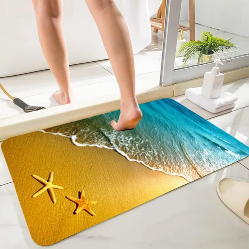 Vista 30 de LYFANS Alfombras de baño de espuma de esponja absorbente suave para baño y cocina (23.5 x 59 pulgadas), tapete de franela antideslizante brillante