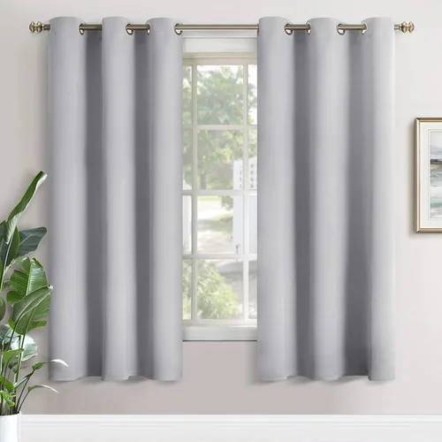 Vista 122 de YoungsTex - Cortinas blackout cortas, aislamiento térmico, ojales, oscurecen la habitación, privacidad, para cámper, sótano, cocina y baño, 2 Gris