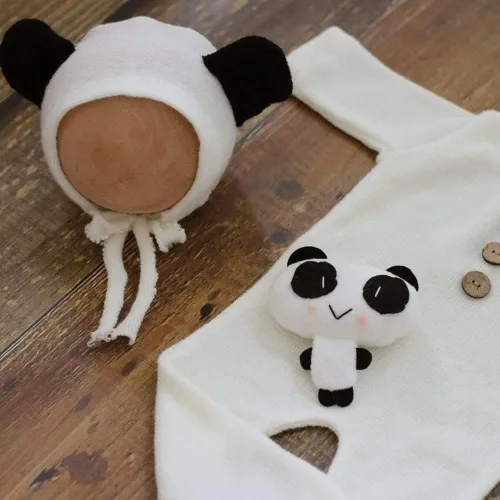 Vista 5 de Vemonllas Conjunto de accesorios de fotografía para recién nacidos, sombrero y mameluco Bebe Reborn, accesorios para fotos, estudio de fotos, ropa