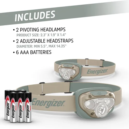 Vista 6 de Energizer Linterna frontal LED PRO (paquete de 2), linternas frontales resistentes al agua IPX4, linterna frontal de alto rendimiento