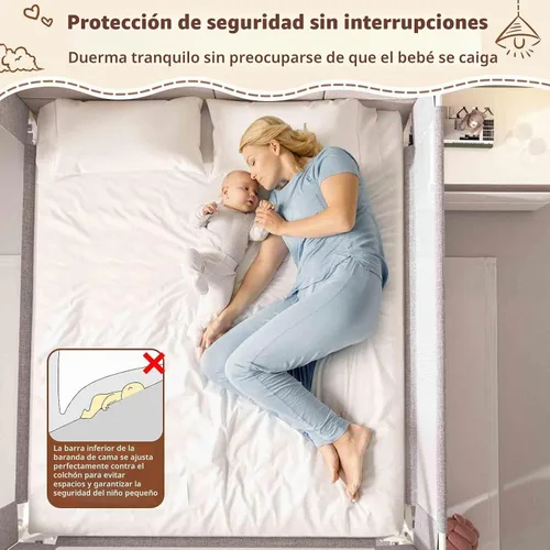 Vista 4 de Riel de cama para niños pequeños, riel de protección de altura ajustable de 1 pieza para niños pequeños, rieles de protección de seguridad