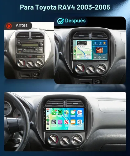 Vista 2 de Estéreo de coche Android 15 para Toyota RAV4 2003 2004 2005 con CarPlay
