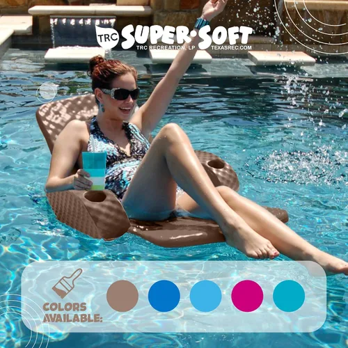 Vista 3 de TRC Recreation Folding Baja Chair Foam Swimming Pool Float, Portable Super Soft Floating Lounger with 2 Cup Holders for Beach Essentials