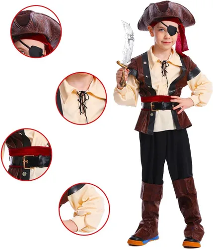 Vista 2 de KalcyKizz Disfraz de pirata rústico para niños