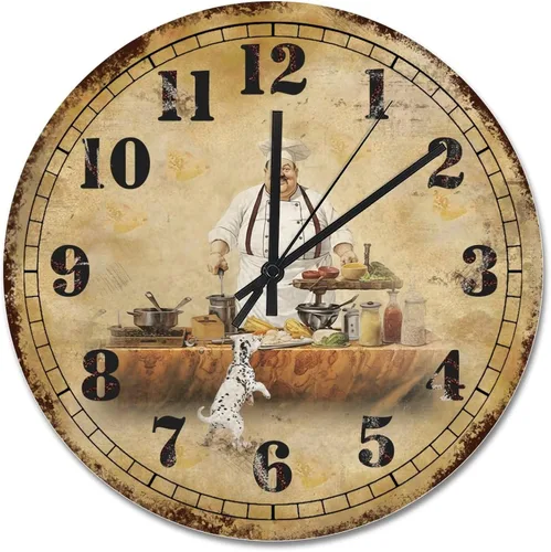 Vista 19 de ArogGeld Chef - Reloj de pared de cocina de madera, 10 silencioso, sin tictac, de cuarzo, funciona con pilas, para sala de estar, dormitorio