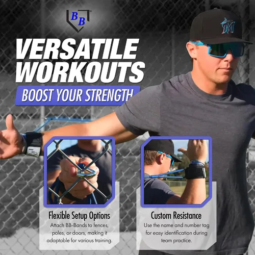 Vista 4 de BB Bands Bandas de resistencia para béisbol y sóftbol - Bandas de entrenamiento de fuerza para el brazo, equipo de acondicionamiento