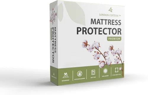 Vista 2 de Protector de colchón premium tamaño individual XL, 100% impermeable, protector de colchón transpirable, bolsillo profundo, lavable, funda de cama