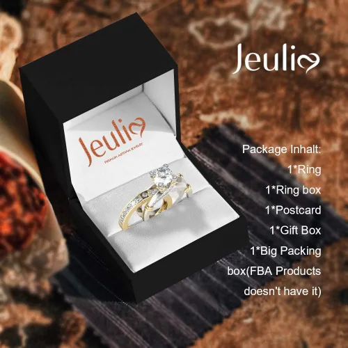 Vista 8 de JEULIA Juego de anillos de plata de ley con circonitas cúbicas para mujer, diseño intercambiable, para matrimonios, compromisos, aniversarios