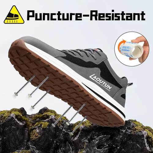 Vista 5 de Zapatos deportivos con punta de acero para hombre, zapatos ligeros para hombre, zapatos de trabajo cómodos, zapatos de seguridad con amortiguación