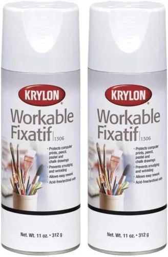 Vista 9 de Krylon K01306 Spray Fijador Trabajable Transparente, Aerosol de 11 onzas, Mate