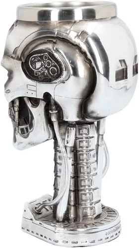 Vista 3 de Nemesis Now Terminator Head Goblet 6.7 in Plata, Resina con Inserto de Acero Inoxidable