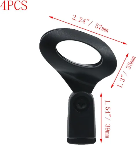 Vista 2 de 4 piezas de clip para micrófono de goma, soporte flexible para micrófono de mano, soporte ajustable de ángulo inalámbrico, negro, en forma de huevo