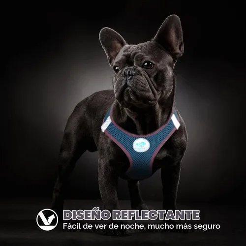 Vista 6 de PHOEPET Arnés para perro, arnés reflectante ajustable para perro, chaqueta suave para caminar para mascotas con 2 ganchos de metal para correa