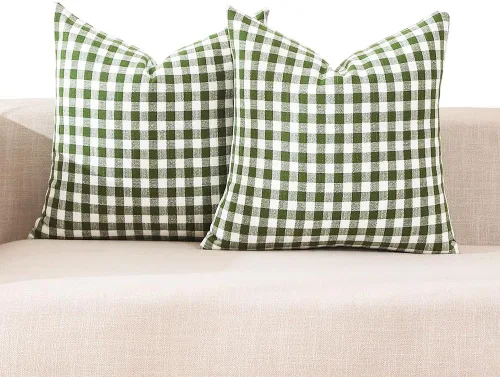 Vista 22 de CARRIE HOME - Juego de 2 fundas de almohada de exterior a cuadros de búfalo blanco y negro de 16 x 16, almohadas de sofá de decoración de granja