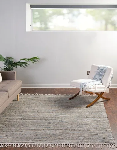 Vista 12 de Unique Loom Chindi Jute Collection - Alfombra de área (1' 2" x 6' 1", camino de mesa, azul/azul marino)