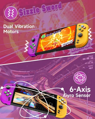 Vista 4 de EasySMX SwitchSwitch OLED Pro Controller for Handheld Mode, One-Piece Joypad Controller Replacement for Joy Con with 6-Axis Gyro, Turbo, Wake Up and