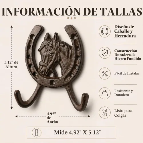 Vista 9 de Comfy Hour - Ganchos de caballo de 5 pulgadas para pared, soporte