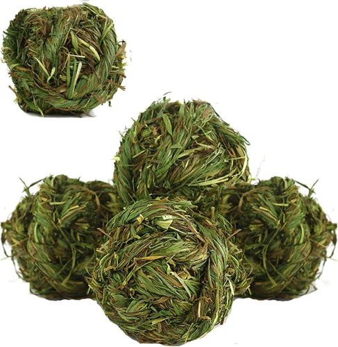 Vista 11 de Hamiledyi Pelota masticable de conejo Timothy Grass Molienda de animales pequeños, juguete masticable para conejos, conejos, hámster, conejillos