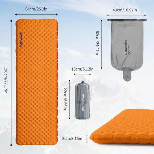 Vista 2 de Naturehike - Colchoneta de dormir ultraligera sin PFAS con R5.8, 3.2 pulgadas de grosor, almohadilla inflable para mochilero, para campamento
