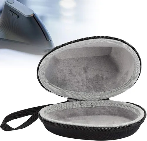 Vista 5 de Funda de ratón inalámbrica EVA Bolsa de almacenamiento de viaje para mouse ergonómico vertical MX, funda protectora portátil con correa de mano