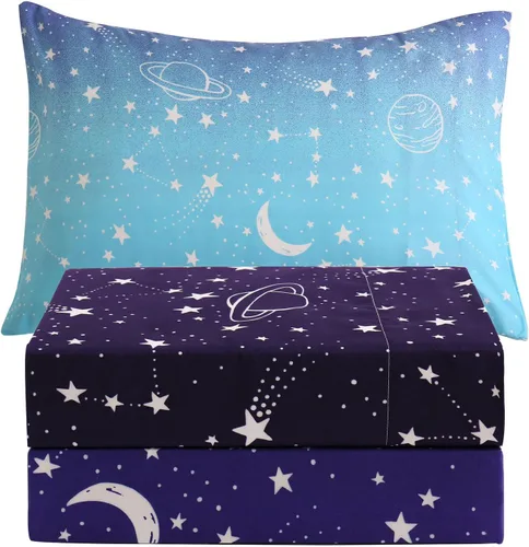 Vista 31 de JSD - Juego de sábanas de 3 piezas para niños, tamaño individual Soft Printed Microfiber Sheet and Pillowcase Set, OEKO-TEX Certified, 16 inch Deep