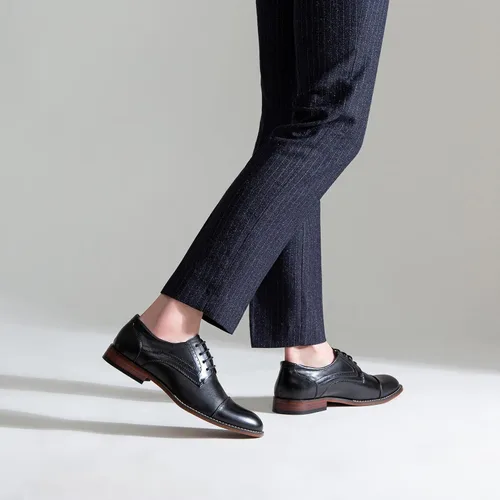 Vista 7 de Vostey Zapatos de vestir para hombre clásicos con punta de ala Brogue Oxfords