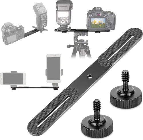 Vista 5 de EXMAX Soporte de flash para trípode de tornillo de 1/4 de pulgada, soporte de luz para cámara DSLR, aleación de aluminio, montaje de tornillo de 1/4