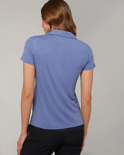 Vista 4 de 32 DEGREES Polo ajustado para mujer, absorbe la humedad, elástico en 4 direcciones, ajuste de forma, golf, tenis