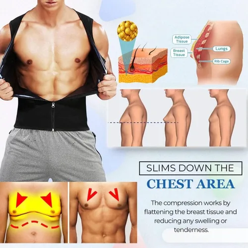 Vista 6 de Chaleco de compresión para hombre, chaleco de compresión Manson para ginecomastia con cremallera