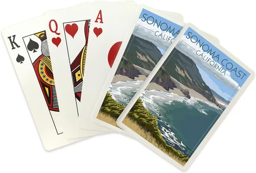 Vista 2 de Lantern Press Sonoma Coast, California, Coast Scene (52 cartas de juego, baraja de cartas de tamaño póquer con comodines)