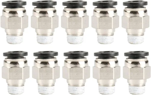 Vista 10 de 1/8 "PT rosca macho 0.157 in recto empuje neumático en conectores de montaje rápido para tubo PETF 10 unids