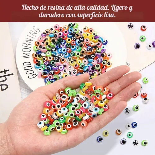 Vista 5 de Praisebank 24 estilos 800 cuentas de mal de ojo para hacer joyas, dijes contra el mal de ojo con agujero de 0.039 pulgadas