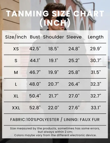 Vista 6 de Tanming - Abrigo de invierno para hombre con forro de piel sintética y capucha desmontable