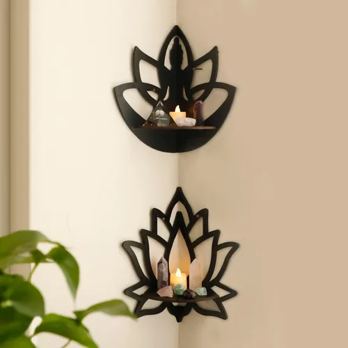 Vista 7 de Artilady Estante de cristal de mariposa – Estantes de esquina flotantes para pared, dormitorio, estante de exhibición de cristal, bohemio, lindo