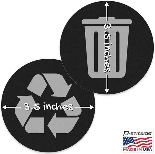 Vista 7 de Stickios Calcomanías de basura y reciclaje para botes de basura, calcomanías de vinilo impermeables y extraíbles para contenedores de interiores