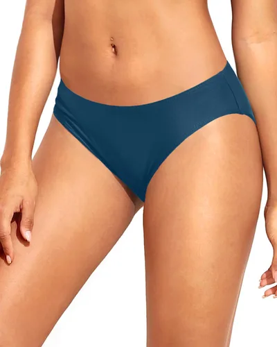 Vista 9 de Tempt Me Parte inferior de bikini con tiras para mujer, cobertura completa, parte inferior de traje de baño, parte inferior de bikini Negro-2