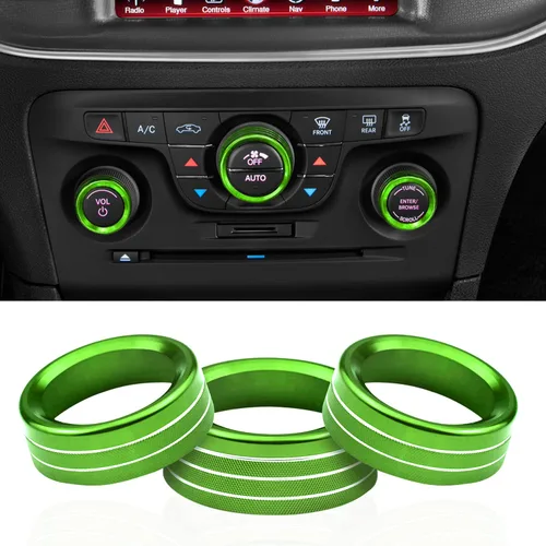 Vista 9 de Para Dodge Challenger Charger (2015-2021), cubierta de perilla de control de clima de CA, interruptor de sintonización de volumen automático, ajuste