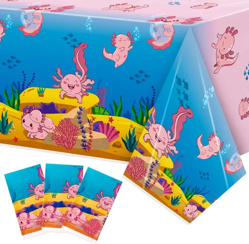 Vista 19 de Mantel de mesa para decoración de fiesta, 3 paquetes de mantel de plástico rectangular desechable para piscina de verano, baby shower, cumpleaños