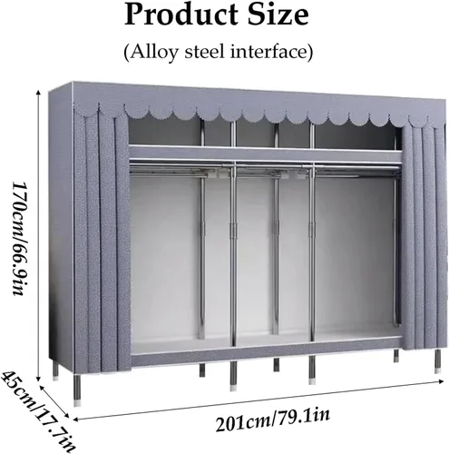 Vista 2 de large closets Portable Wardrobe Closet Thickened Steel Pipe Clothes Closet for Bedroom Hanging Large Closet Lightweight Portable Closet Space-saving